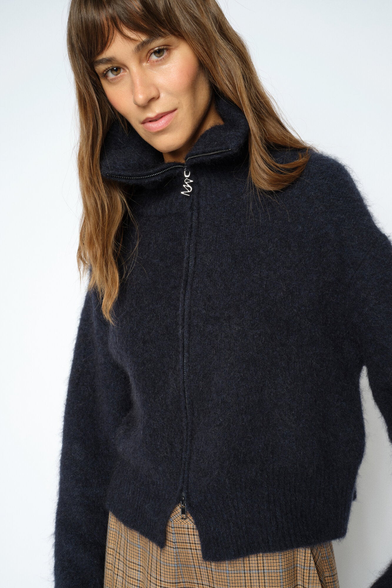 Hulda Knit Zip cardigan - Salute Navy